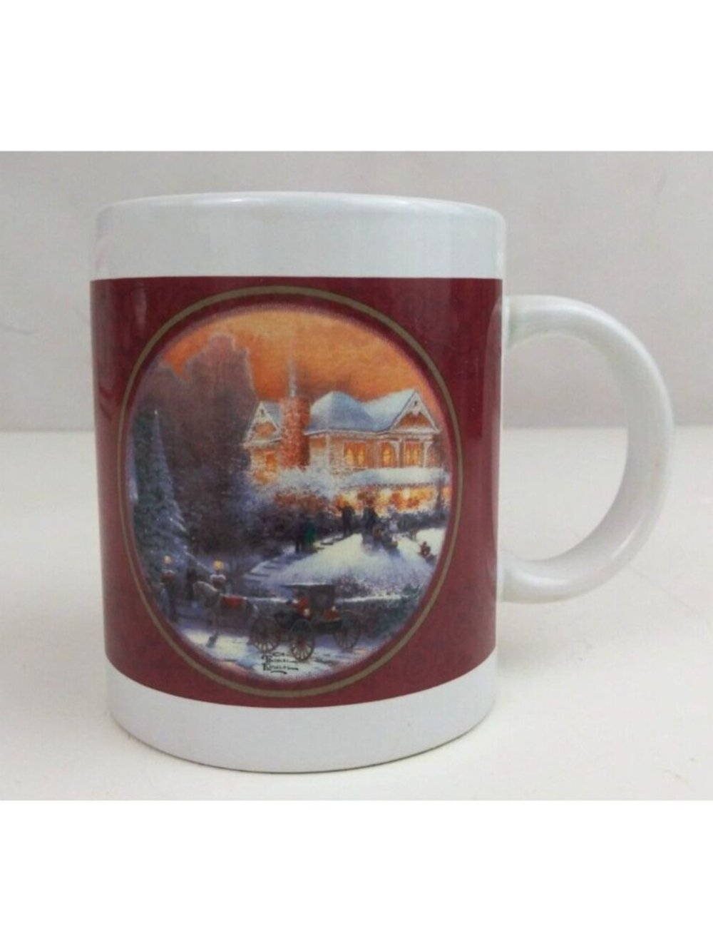 Vintage Thomas Kinkade Victorian Christmas II Coffee Mug Cup 3.75" Tall